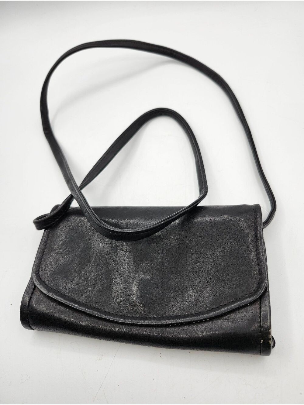 Source Unknown Black Soft Leather Crossbody Bag